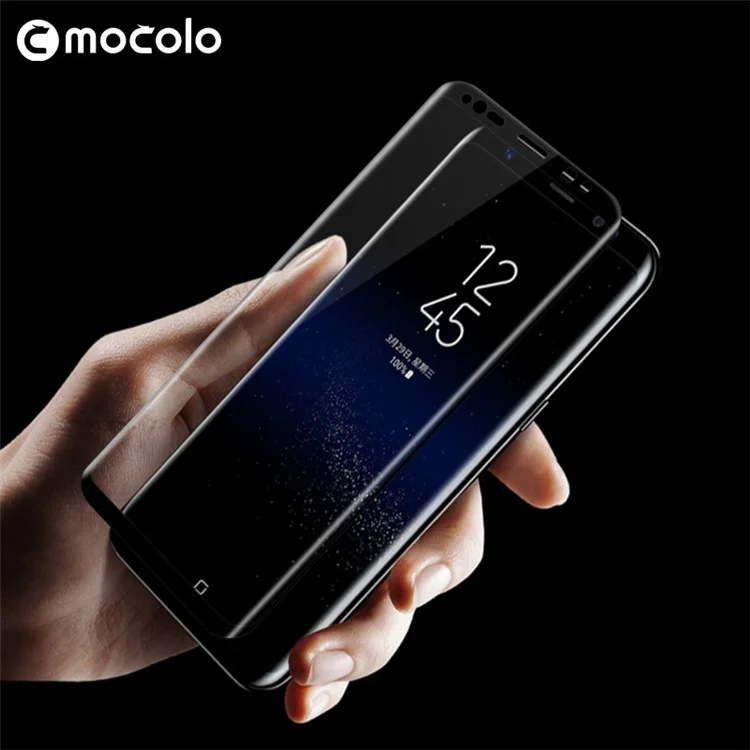 MOCOLO Full Coverage Silk Print Tempered Glass Screen Protector for Samsung Galaxy S8 G950 - Black