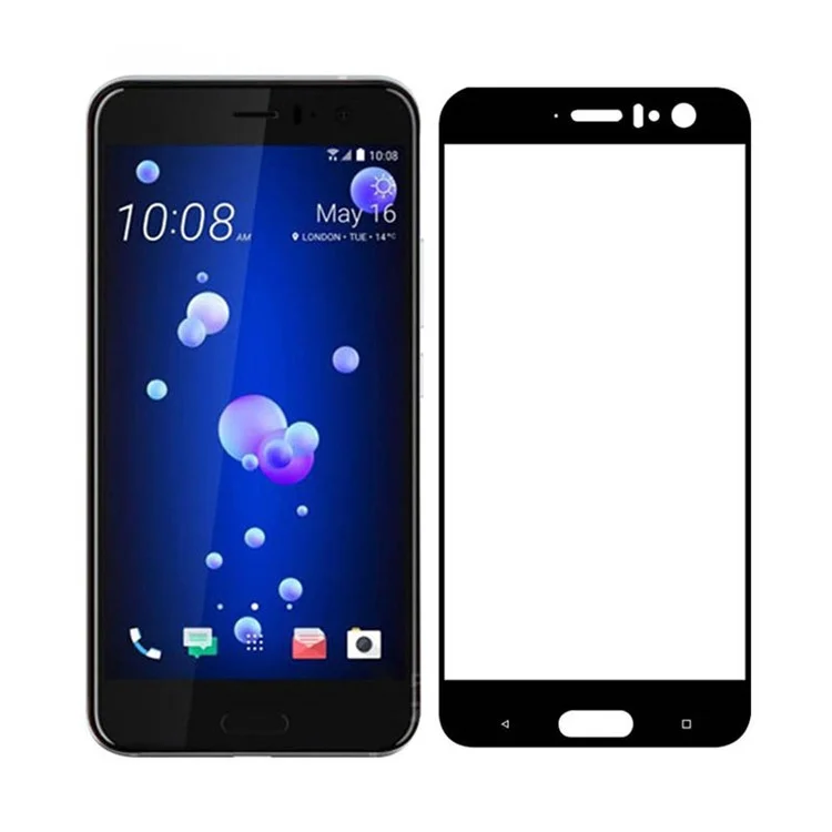 MOCOLO Full Coverage Silk Print Tempered Glass Screen Protector for HTC U11 - Black