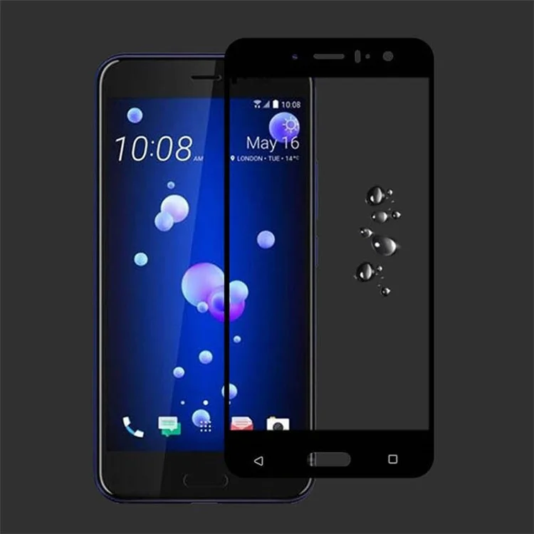 MOCOLO Full Coverage Silk Print Tempered Glass Screen Protector for HTC U11 - Black