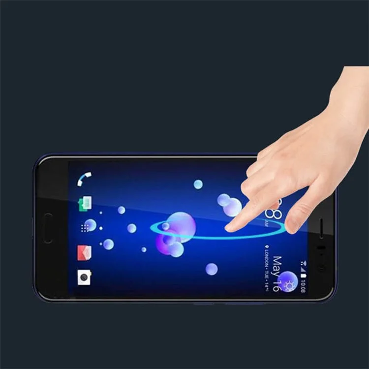 MOCOLO Full Coverage Silk Print Tempered Glass Screen Protector for HTC U11 - Black