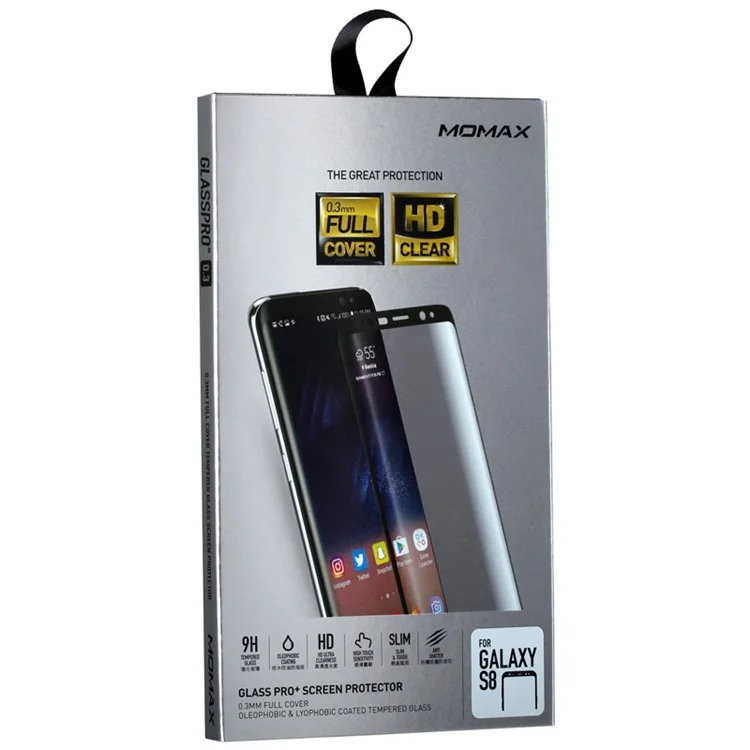 MOMAX 0.3mm 3D Full Cover Anti-explosion Tempered Glass Film for Samsung Galaxy S8 G950 - Black