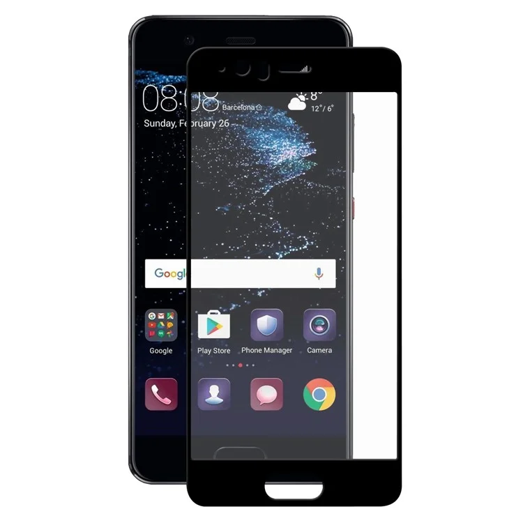 HAT PRINCE Tempered Glass Screen Protector Guard Film for Huawei P10 Plus 0.26mm 9H 2.5D Arc Edge - Black
