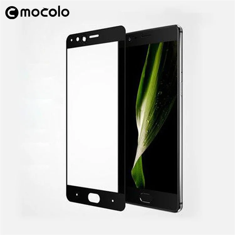 MOCOLO Silk Print Arc Edge Complete Coverage Tempered Glass Screen Protector for OnePlus 5 - Black