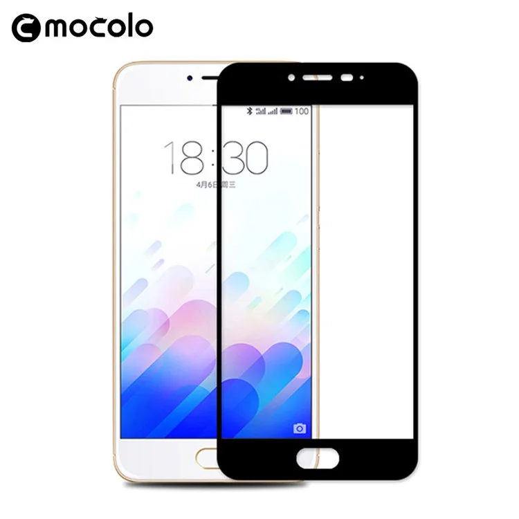 MOCOLO Silk Print Arc Edge Complete Coverage Tempered Glass Screen Protector Film for Meizu M3 - Black