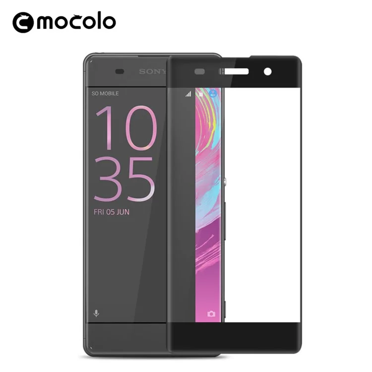 MOCOLO Silk Print Full Coverage Tempered Glass Screen Protector Film for Sony Xperia XA1 - Black