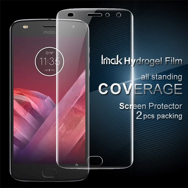 IMAK 2Pcs Packing Full Screen Complete Covering Soft Hydrogel Protector Film for Motorola Moto Z2 Play