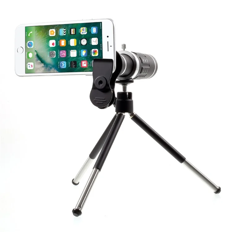 18X HD Telephoto Lens Kit for Phone Camera Zoom Telescope Telescopic Lens with Mini Tripod for iPhone Samsung Smartphone - Black