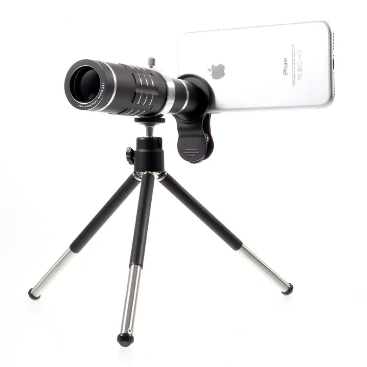 18X HD Telephoto Lens Kit for Phone Camera Zoom Telescope Telescopic Lens with Mini Tripod for iPhone Samsung Smartphone - Black