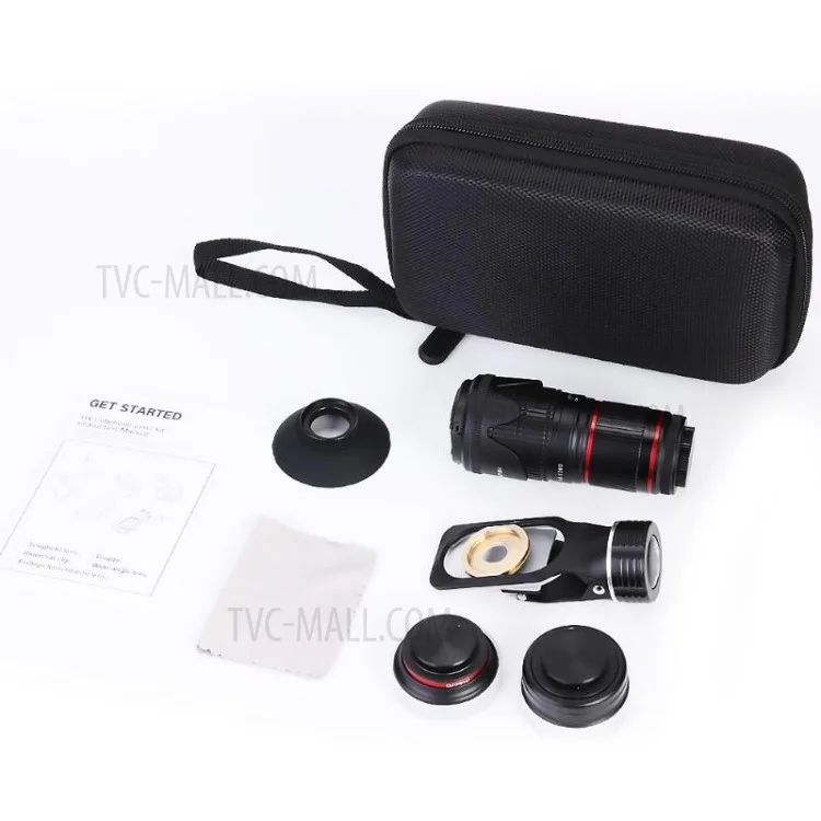 5 in 1 Phone HD 12.8 Times Telephoto Lens 4K Fish Eye Wide Angle Macro Lens Cellphone Clip Set