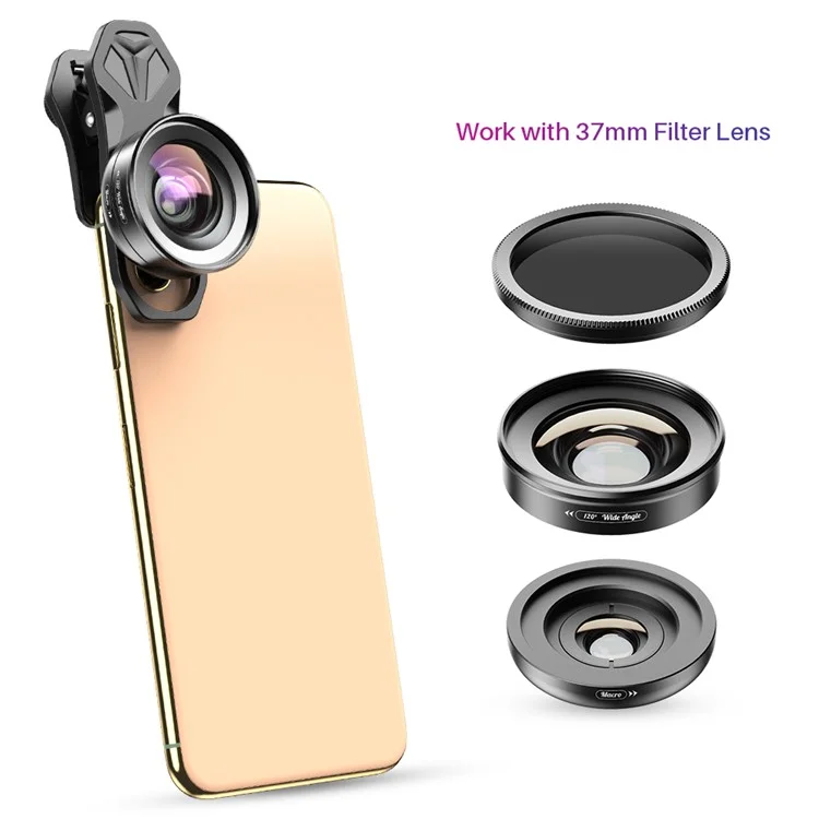 Apexel APL-HB2IN1WM Phone Lens 2 в 1 Clip-on 10x Macro Lens + 120 ° Широкоугольный Комплект Объектива Объектива