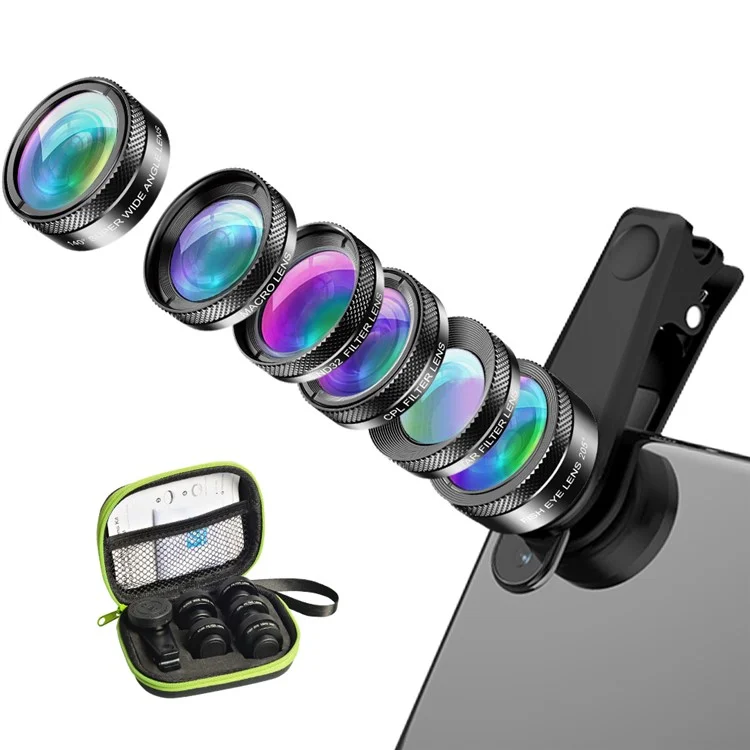 Apexel APL-DG6V2 HD Multi-funktion Weitwinkel/sternfilter/makro/fisheye/nd Filter/cpl-filter 6-in-1-objektivkit