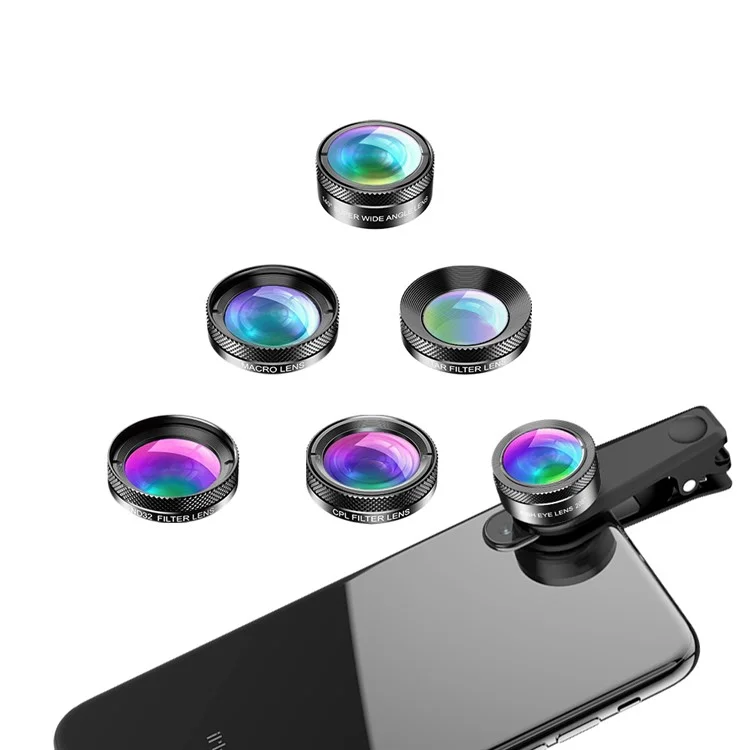 APEXEL APL-DG6 HD Multifunktions-Weitwinkel / Stern-Filter / Makro / Fischauge / ND-Filter / CPL-Filter 6-in-1-Linsensatz