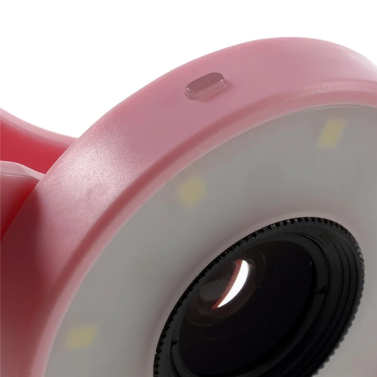 PICKOGEN HE-077-UV Fisheye + Macro + Wide Angle Camera Lens with LED for iPhone Samsung - Pink