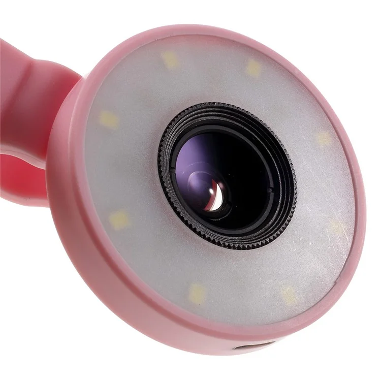 PICKOGEN HE-077-UV Fisheye + Macro + Wide Angle Camera Lens with LED for iPhone Samsung - Pink