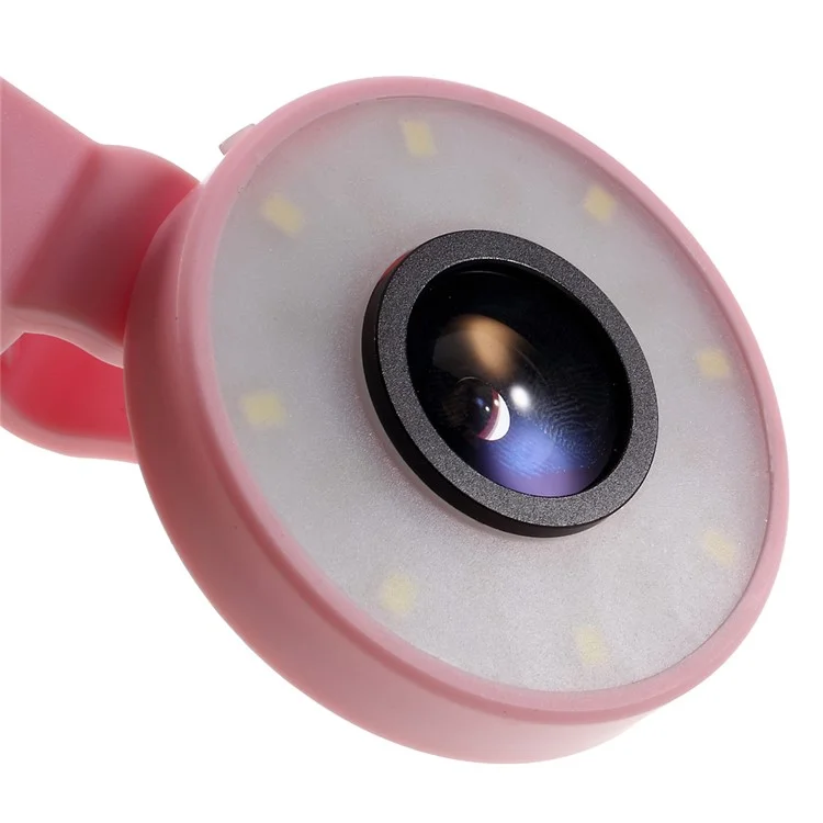 PICKOGEN HE-077-UV Fisheye + Macro + Wide Angle Camera Lens with LED for iPhone Samsung - Pink