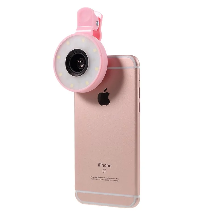 PICKOGEN HE-077-UV Fisheye + Macro + Wide Angle Camera Lens with LED for iPhone Samsung - Pink