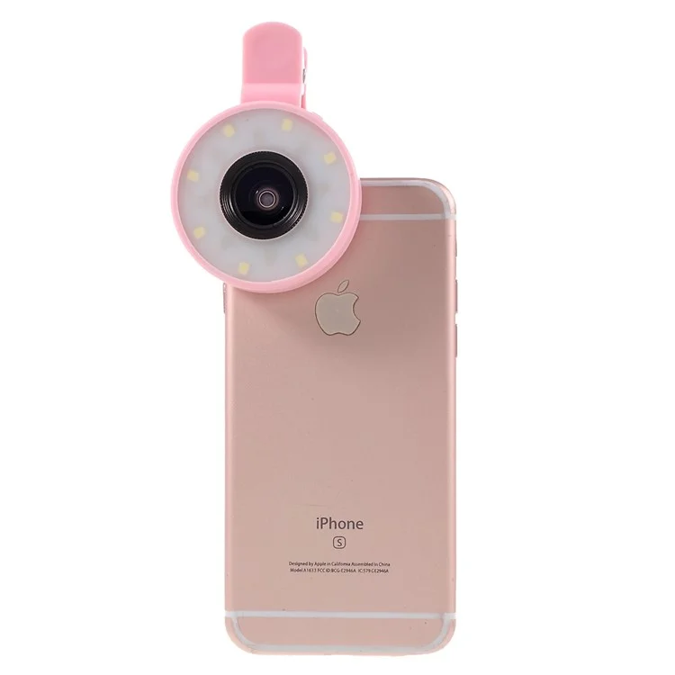 PICKOGEN HE-077-UV Fisheye + Macro + Wide Angle Camera Lens with LED for iPhone Samsung - Pink