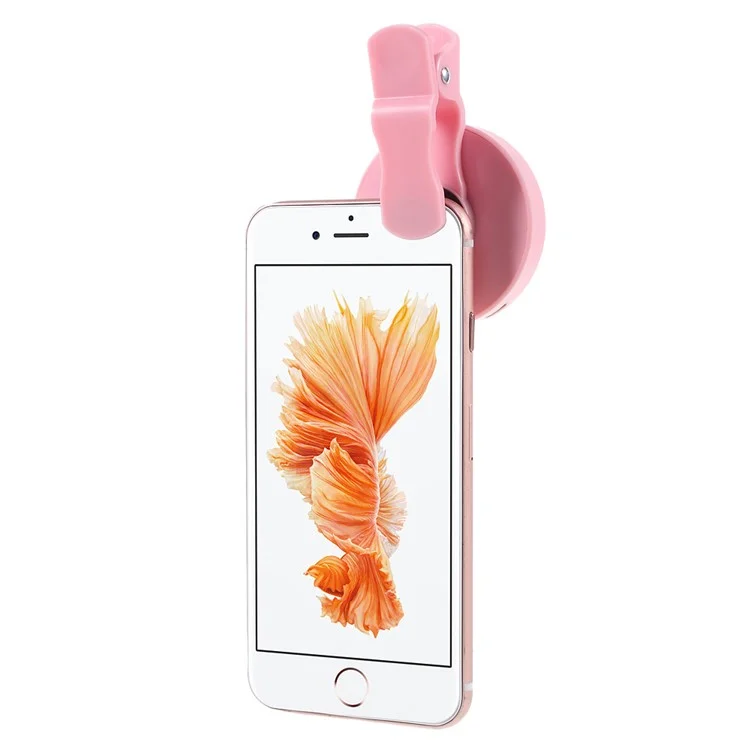 PICKOGEN HE-077-UV Fisheye + Macro + Wide Angle Camera Lens with LED for iPhone Samsung - Pink