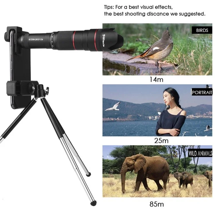 Lente de Cámara de Teléfono Móvil con Telescopio Monocular de Zoom Óptico 50X HD y Trípode