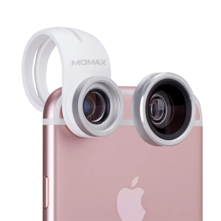 MOMAX X-Lens 4-in-1 120 Degree Wide Angle+15X Macro Lens+180 Degree Fisheye+ CPL Filter for Smartphone Tablet - Silver Color