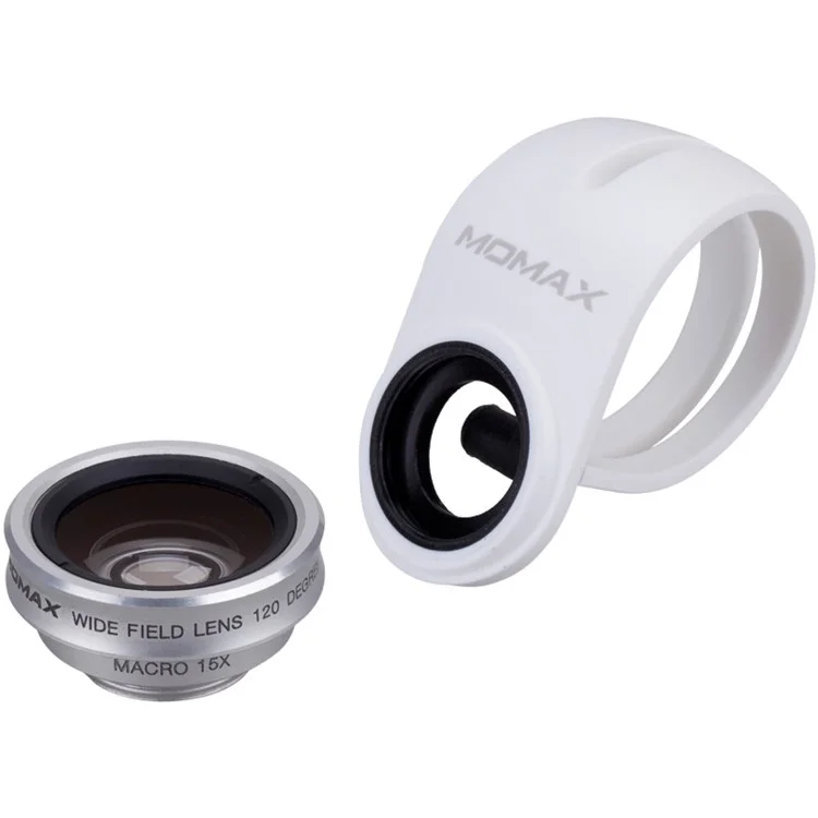 MOMAX X-Lens 4-in-1 120 Degree Wide Angle+15X Macro Lens+180 Degree Fisheye+ CPL Filter for Smartphone Tablet - Silver Color