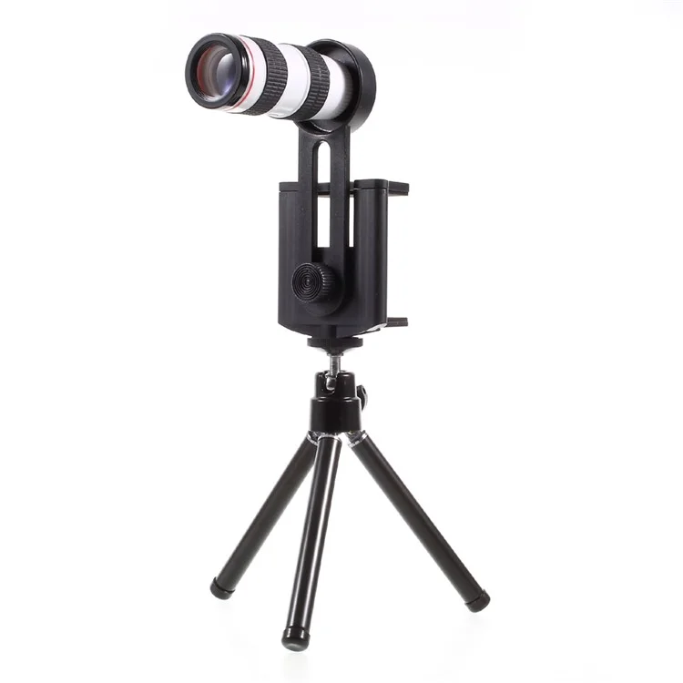 12X Optical Telescope Universal Camera Lens with Tripod, Phone Clamp Range: 55 - 85mm