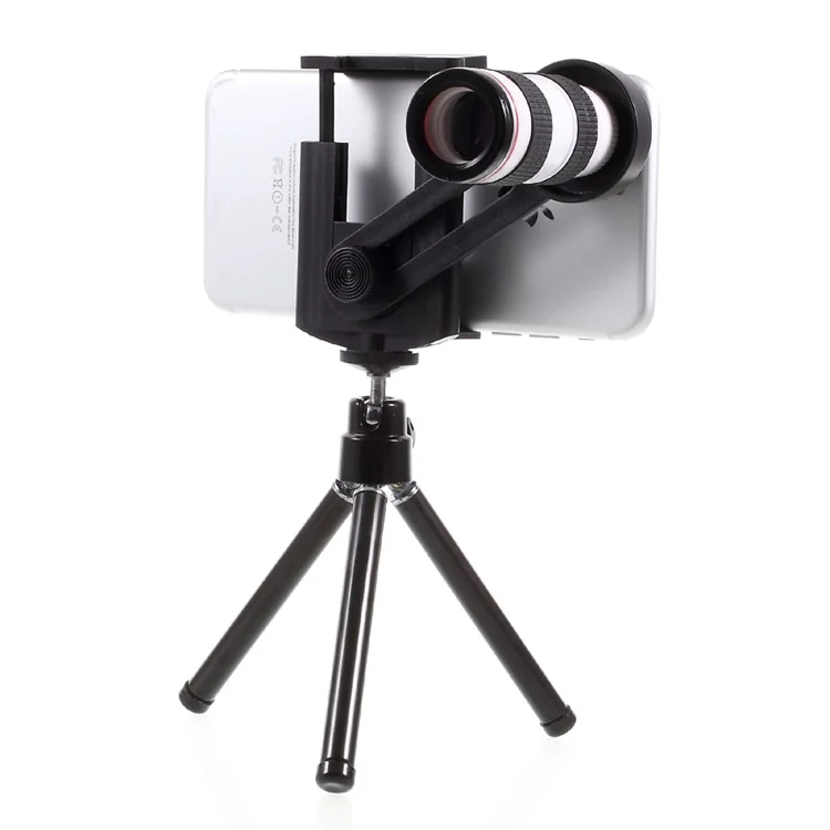 12X Optical Telescope Universal Camera Lens with Tripod, Phone Clamp Range: 55 - 85mm