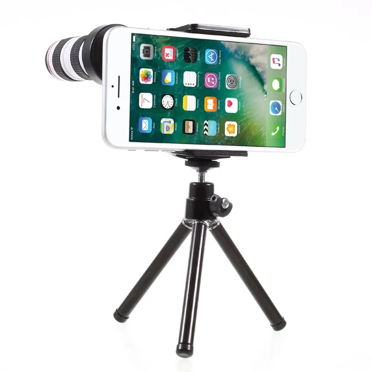 12X Optical Telescope Universal Camera Lens with Tripod, Phone Clamp Range: 55 - 85mm