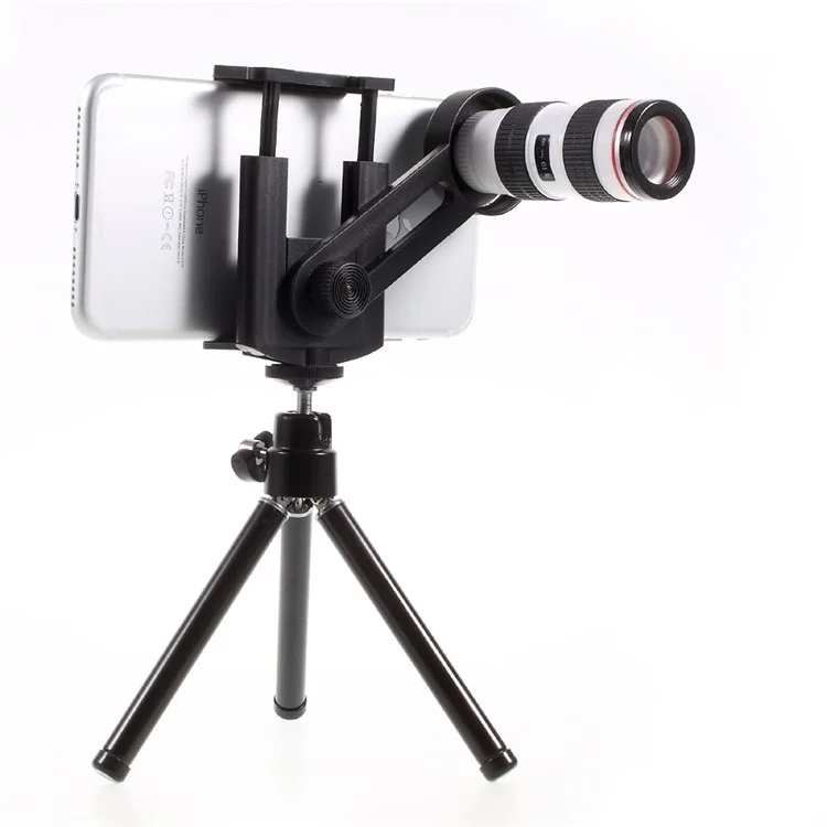 12X Optical Telescope Universal Camera Lens with Tripod, Phone Clamp Range: 55 - 85mm