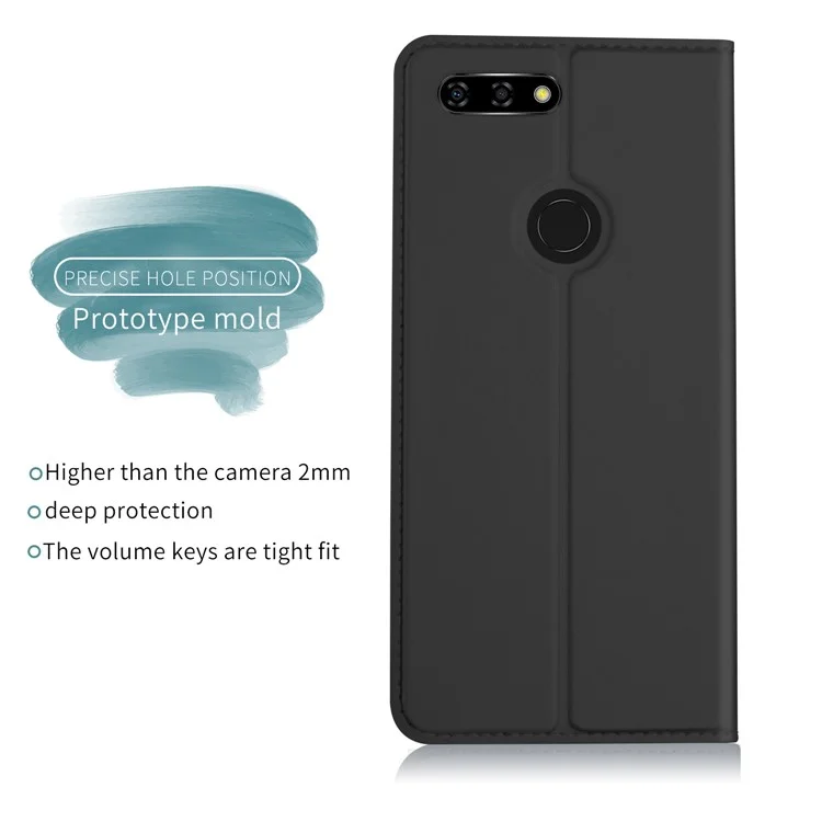 Card Holder Auto-absorbed Leather Cell Phone Case with Stand for Blu Vivo X - Black