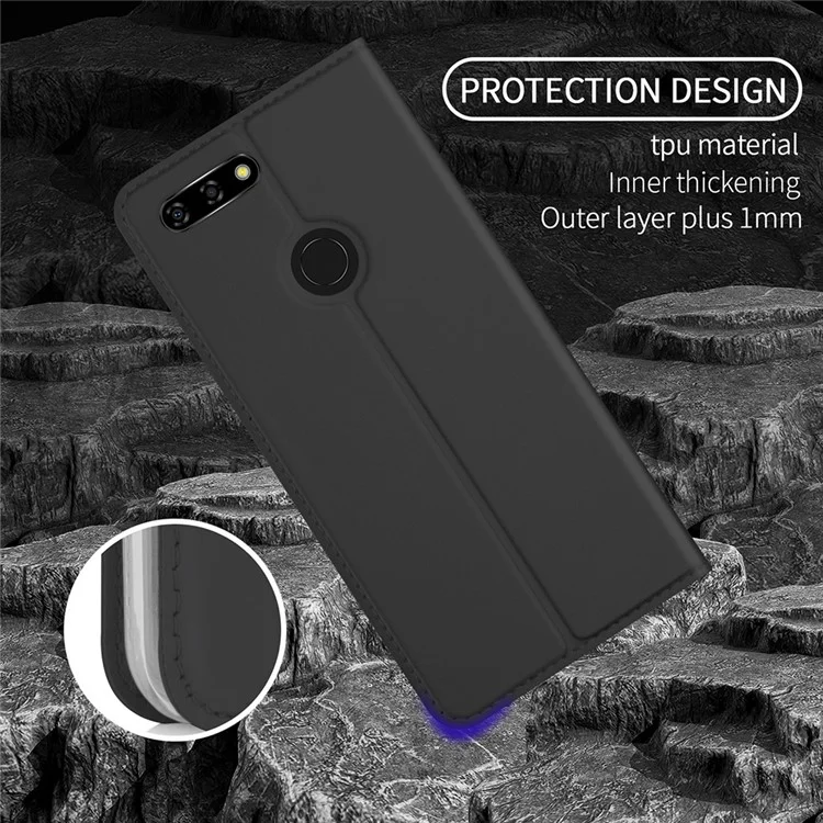 Card Holder Auto-absorbed Leather Cell Phone Case with Stand for Blu Vivo X - Black