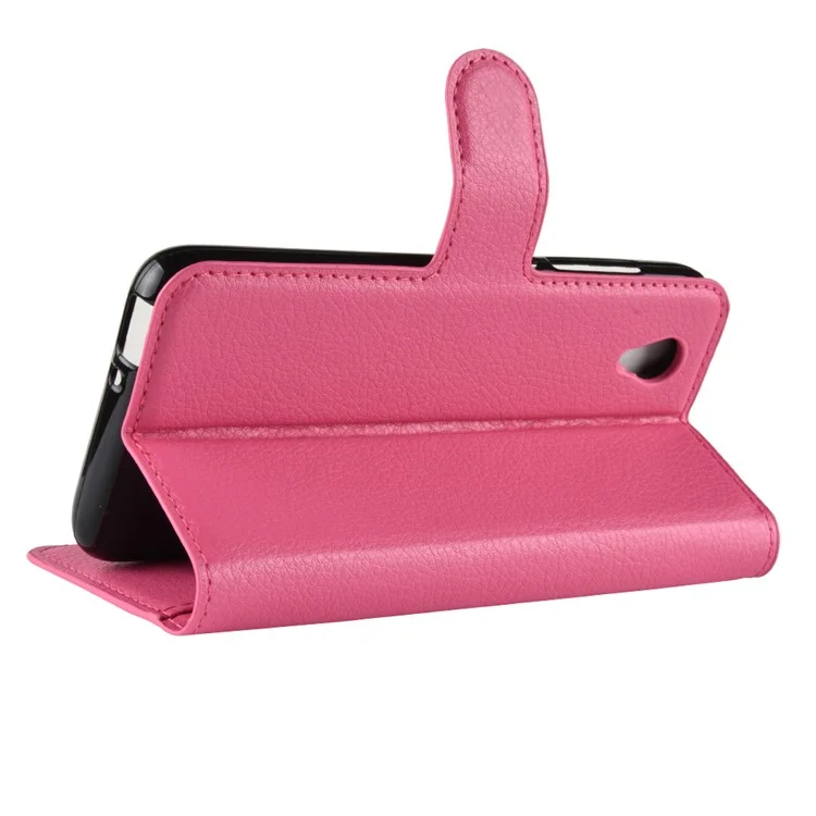 Litchi Skin Wallet Leather Phone Shell for Vodafone Smart E9 - Rose