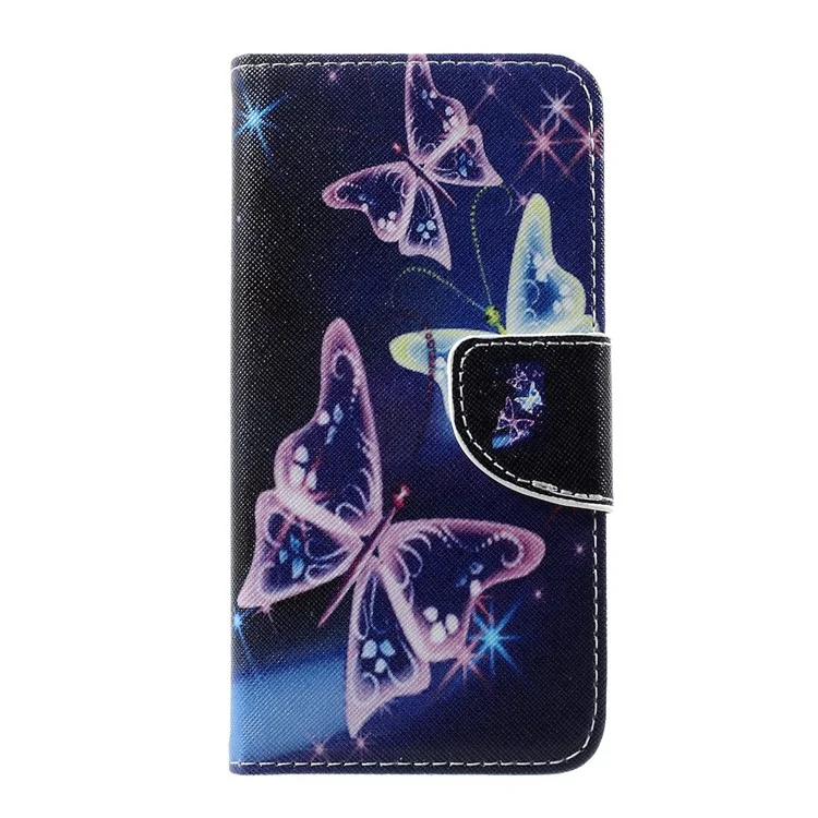 Pattern Printing Leather Wallet Case for Vodafone Smart prime 7 - Vivid Butterflies