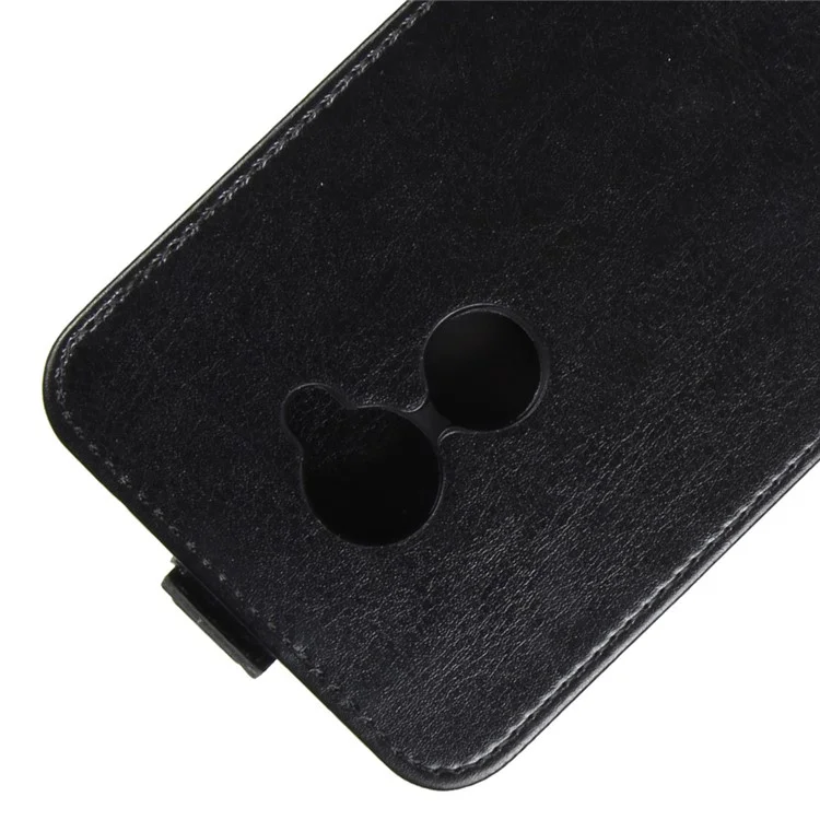 Crazy Horse Vertical Flip Leather Phone Protective Case with Card Holder for Vodafone smart V8 - Black