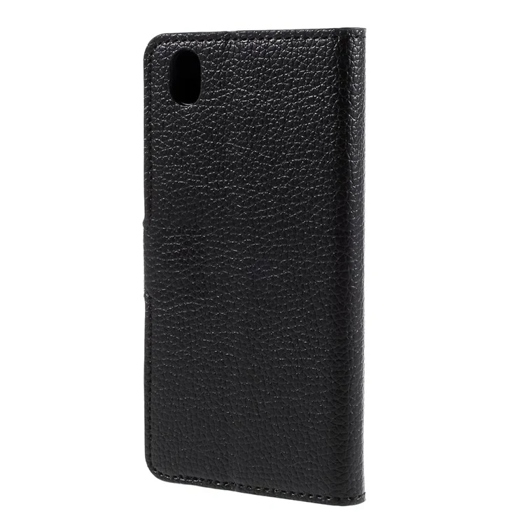 Protective Leather Wallet Case for OnePlus X with Stand Litchi Texture - Black