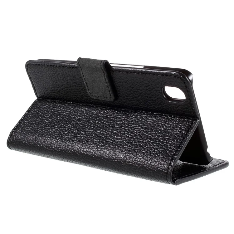Protective Leather Wallet Case for OnePlus X with Stand Litchi Texture - Black