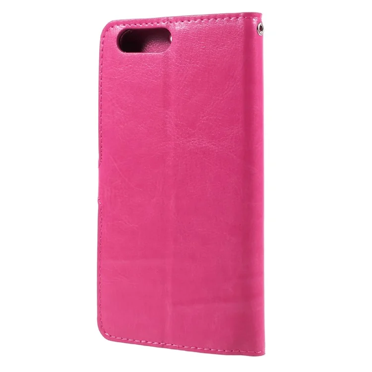 Crazy Horse Wallet PU Leather Flip Phone Cover with Photo Slot for OnePlus 5 - Rose