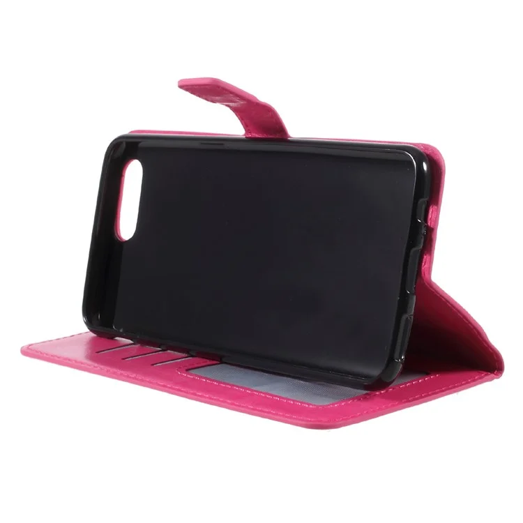 Crazy Horse Wallet PU Leather Flip Phone Cover with Photo Slot for OnePlus 5 - Rose