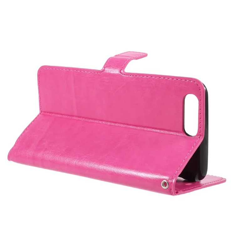 Crazy Horse Wallet PU Leather Flip Phone Cover with Photo Slot for OnePlus 5 - Rose