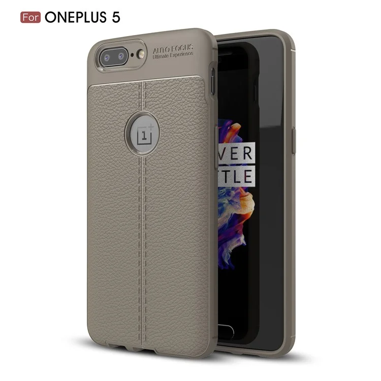 For OnePlus 5 Litchi Grain Soft TPU Case - Grey