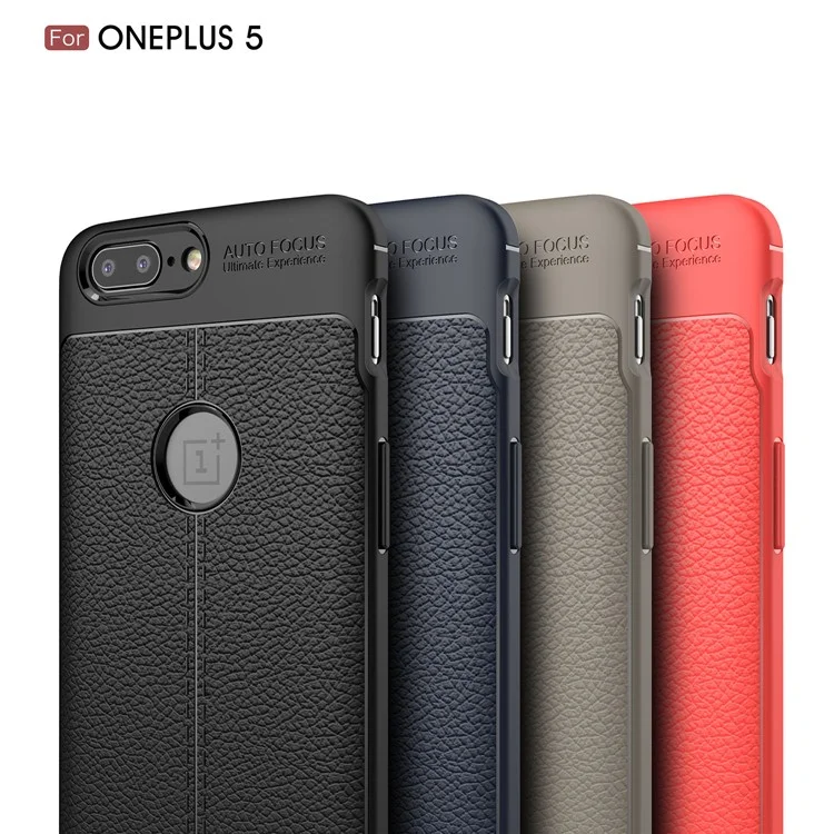 For OnePlus 5 Litchi Grain Soft TPU Case - Grey
