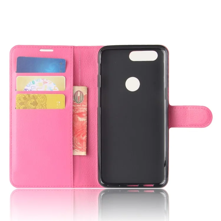 Litchi Texture Wallet Stand Leather Phone Case For Oneplus 5T - Rose