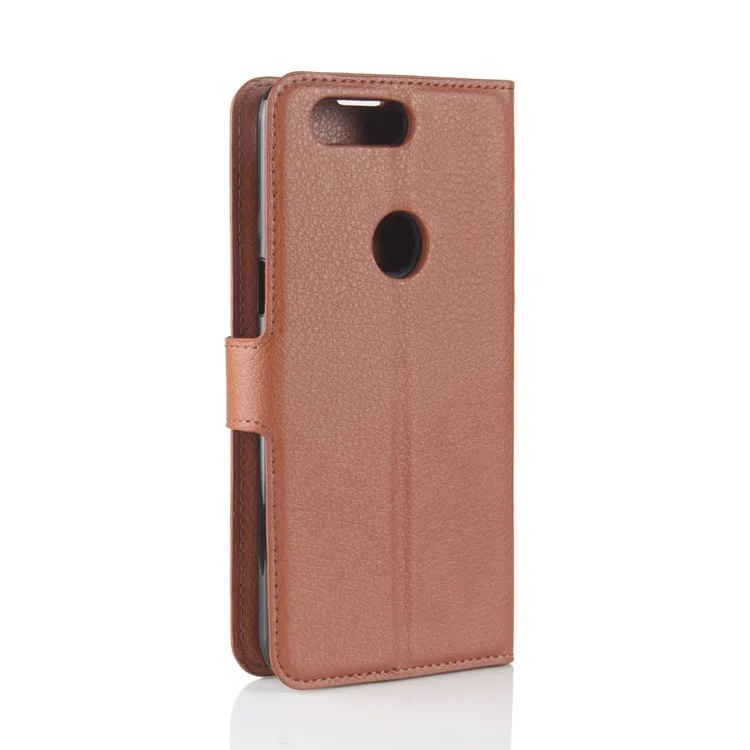 Litchi Texture Card Holder Leather Case Accessory For Oneplus 5T - Brown