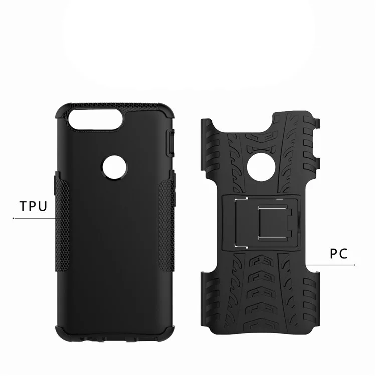 Tyre Pattern 2-in-1 PC + TPU Hybrid Phone Case with Kickstand for OnePlus 5T - Black