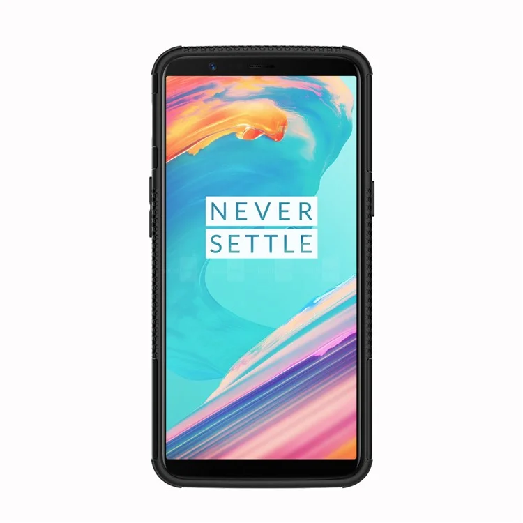 Reifenmuster 2-in-1 PC + TPU Hybrid-telefonhülle Mit Kickstand Für OnePlus 5T - Schwarz