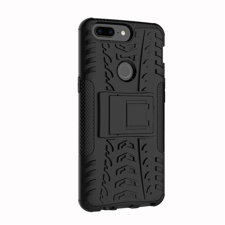 Tyre Pattern 2-in-1 PC + TPU Hybrid Phone Case with Kickstand for OnePlus 5T - Black