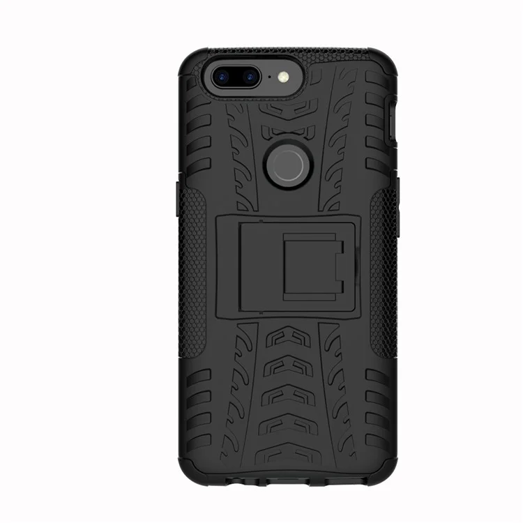 Reifenmuster 2-in-1 PC + TPU Hybrid-telefonhülle Mit Kickstand Für OnePlus 5T - Schwarz