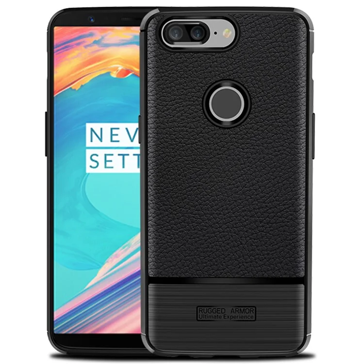 Litchi Texture TPU Phone Case Accessory for OnePlus 5T - Black