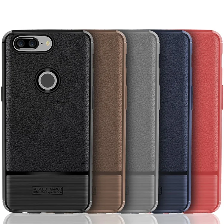 Litchi Texture TPU Phone Case Accessory for OnePlus 5T - Black