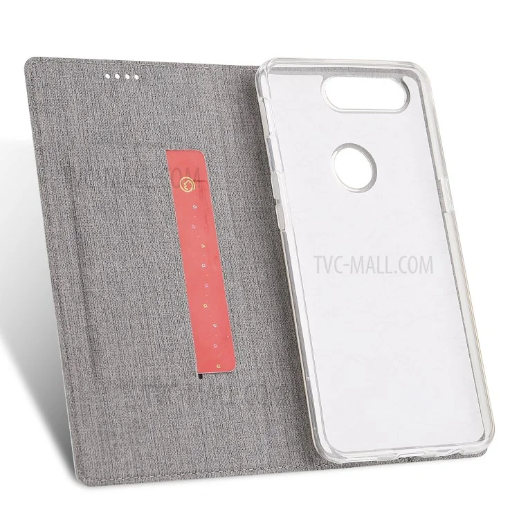 VILI DMX Cross Texture Card Holder Leather Stand Case for OnePlus 5T - Grey